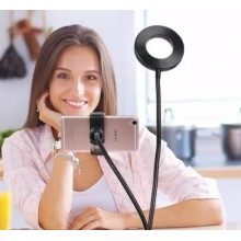 Держатель для телефона с LED подсветкой кольцо на прищепке для прямых трансляций чёрный Professional Live Stream
