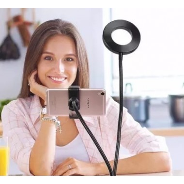 Держатель для телефона с LED подсветкой кольцо на прищепке для прямых трансляций чёрный Professional Live Stream