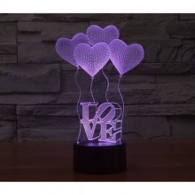 3D светильник-ночник LOVE (7 цветов)